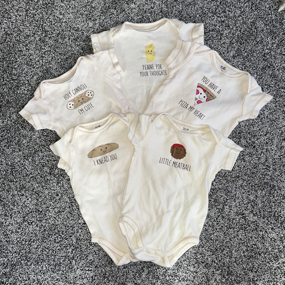 Touched by nature organic cotton onesie set of 5 3-6 months Italian phrases